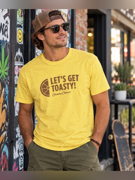 Cheeba Chews Other - Cheeba Chews Let’s Get Toasty Yellow Graphic Tee Unisex Size Medium Rare